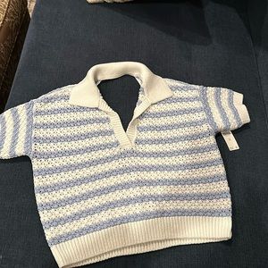 Maeve Knit Polo Sweater with Low V-Back